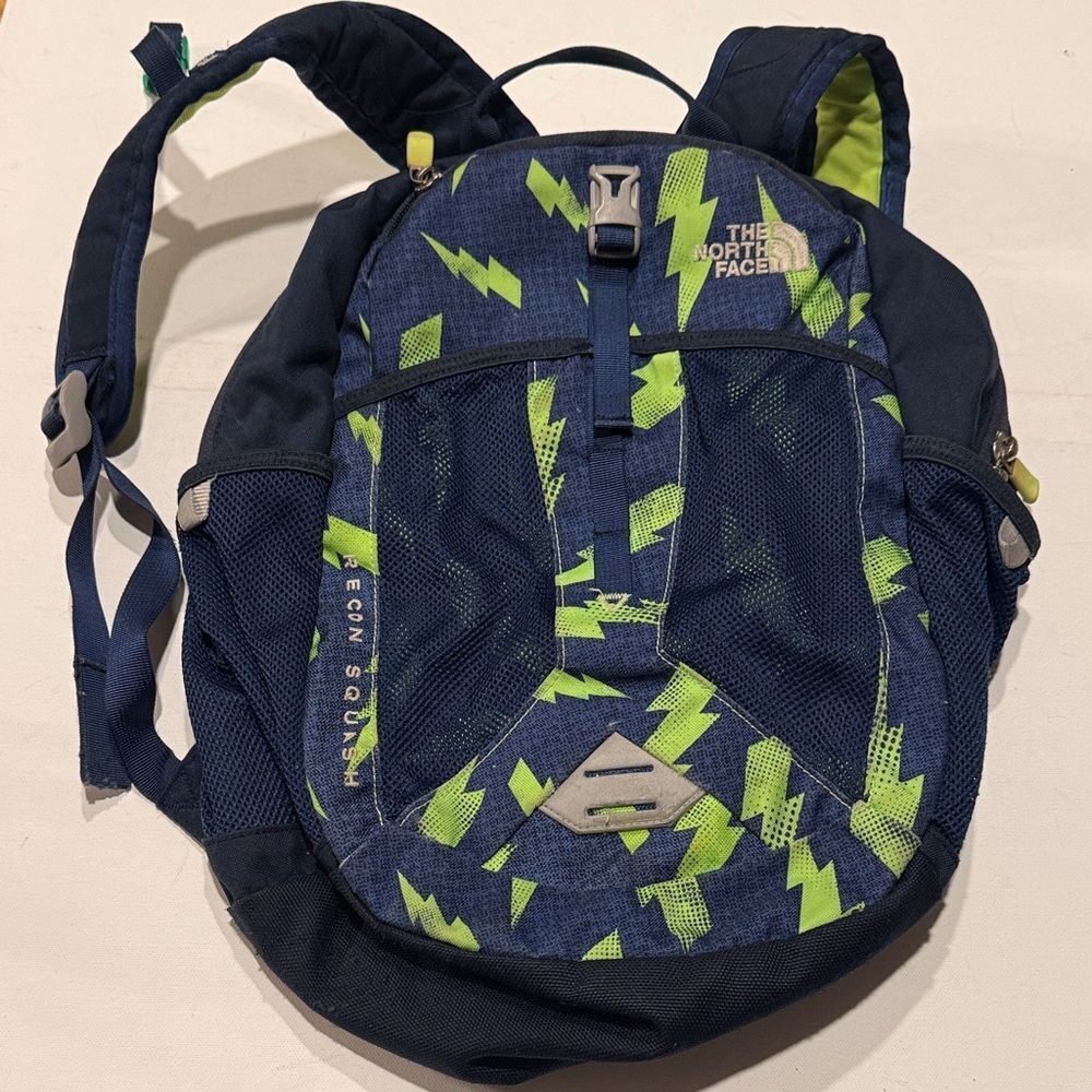 The North Face Blue and Neon Green Kids Backpack